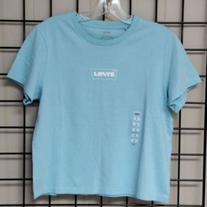 LEVI'S Women's Blue Cotton Straight Fit T-Shirt Tee Size M NWT